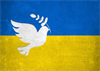 Friedenstaube auf Ukraineflagge